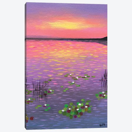 Water Lilies At Sunset - V Canvas Print #AMT67} by Amita Dand Canvas Print