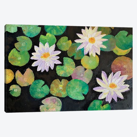 3 Water Lilies Canvas Print #AMT68} by Amita Dand Canvas Artwork