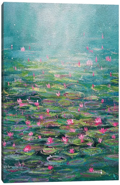 Abstract Water Lilies Canvas Art Print - Water Lilies Collection