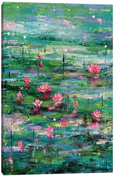 Abstract Water Lilies II Canvas Art Print - Water Lilies Collection