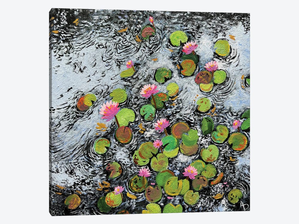 Water Lilies In Flowing Water by Amita Dand 1-piece Art Print