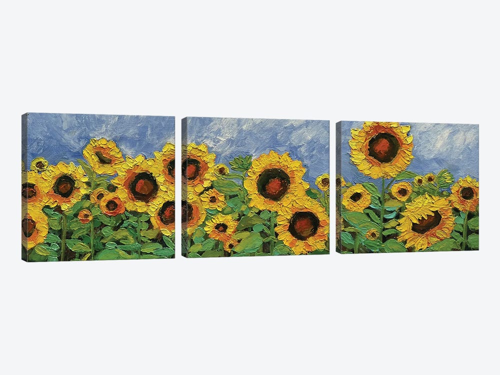 Sunshine Sunflowers by Amita Dand 3-piece Canvas Art Print