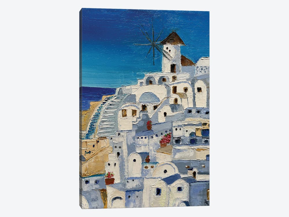 Santorini Cityview by Amita Dand 1-piece Canvas Print