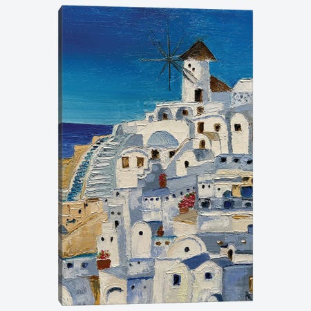 Santorini Cityview Canvas Print #AMT79} by Amita Dand Canvas Art Print