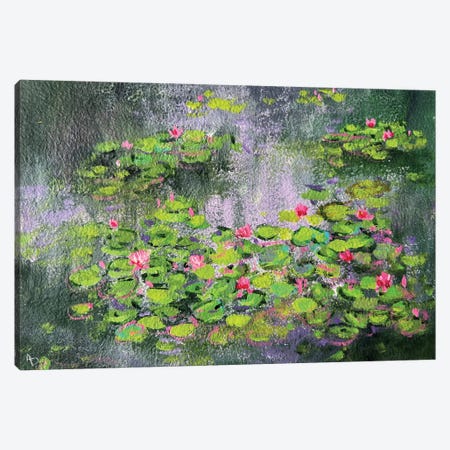 Monet Inspired Water Lilies Canvas Print #AMT80} by Amita Dand Canvas Wall Art