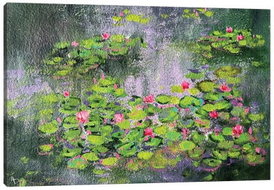 Monet Inspired Water Lilies Canvas Art Print - Water Lilies Collection