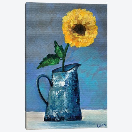 Sunflower In A Jug Canvas Print #AMT86} by Amita Dand Canvas Art Print