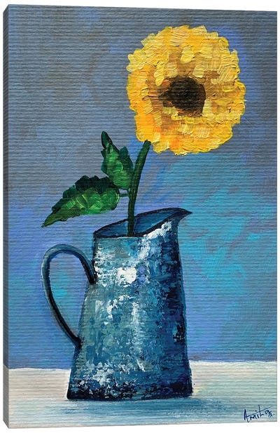 Sunflower In A Jug Canvas Art Print - Sunflower Art