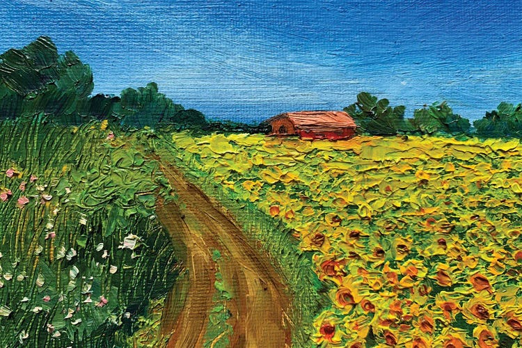 Hut In The Sunflower Field