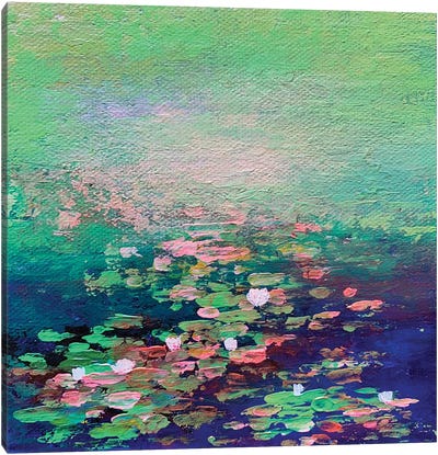 Mini Abstract Water Lilies Canvas Art Print - Amita Dand