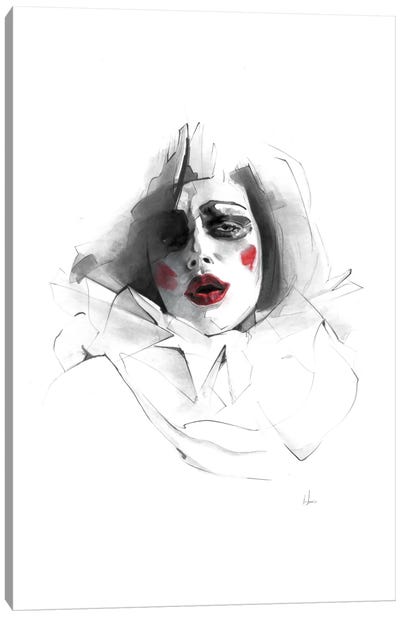 Red Lips Canvas Art Print - Evil Clown Art