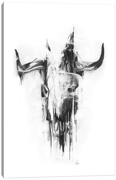 Bull Skull Canvas Art Print - Glitch Effect