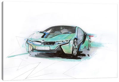 i8 Green Canvas Art Print - BMW