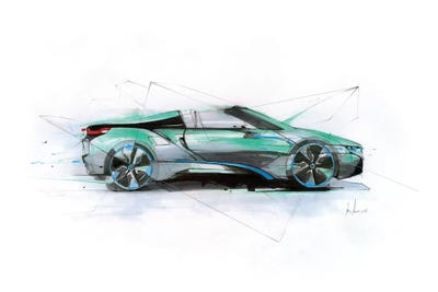 i8 Green Profile by Alexis Marcou metal wall art