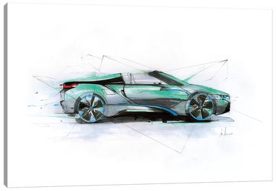 i8 Green Profile Canvas Art Print - BMW
