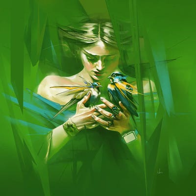 Gentle Palms by Alexis Marcou multi panel art