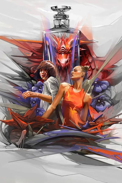 Red Fire by Alexis Marcou multi panel art