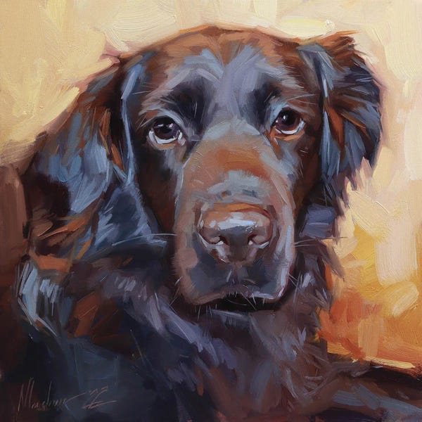 Alex Movchun: Brown Dog Painting by Alex Movchun