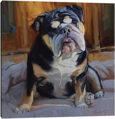 English Bulldog Painting Canvas Art Print - Pet Dad