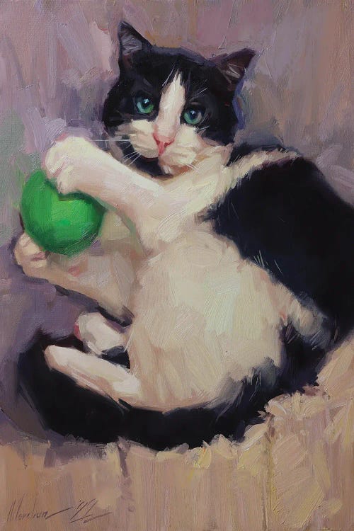 Cat With Ball Painting