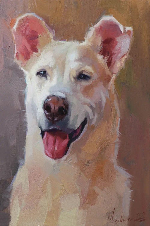 White Happy Dog Art