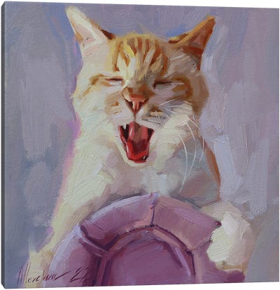 Red Cat Portrait, Screaming Cat Canvas Art Print - Tabby Cat Art