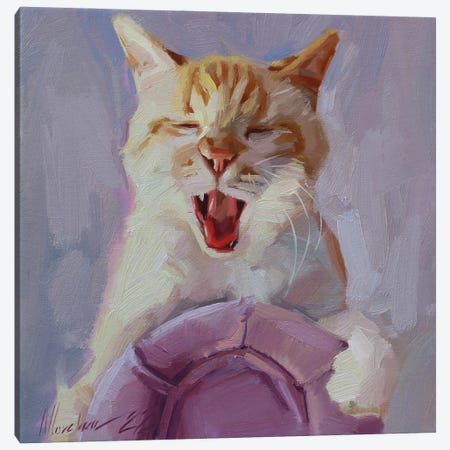 Red Cat Portrait, Screaming Cat Canvas Print #AMV105} by Alex Movchun Canvas Wall Art