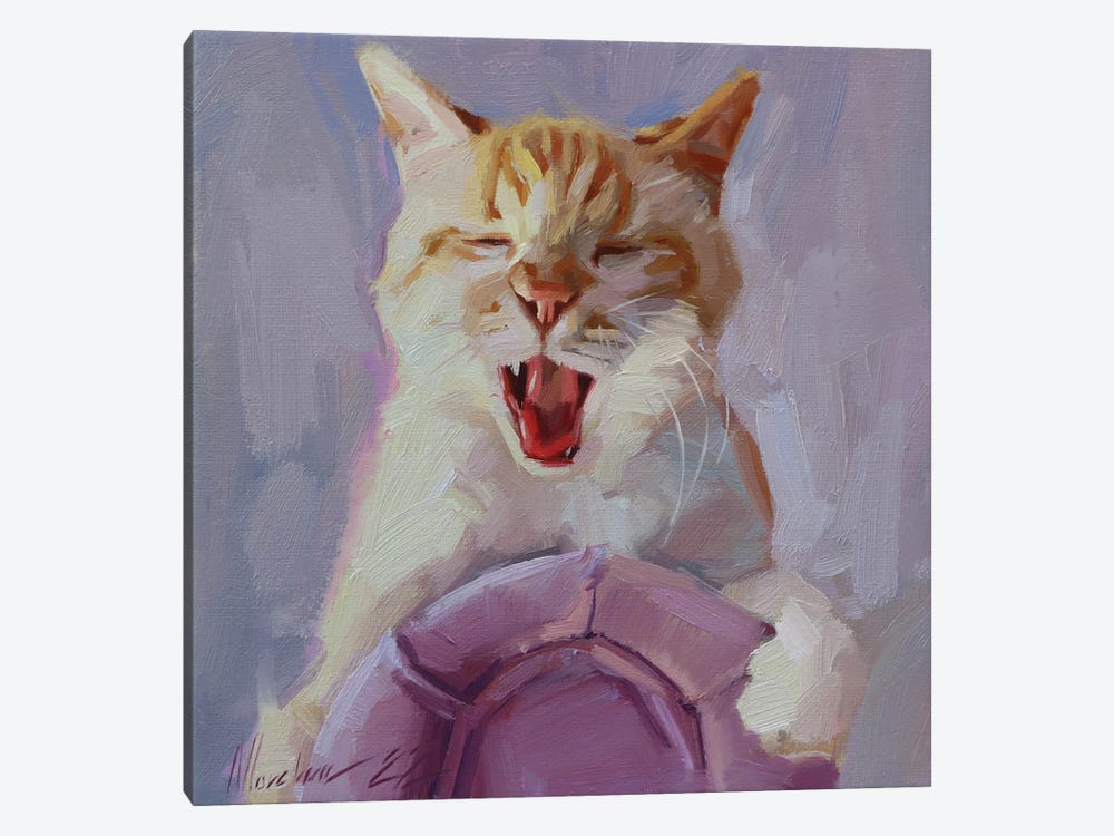 Red Cat Portrait, Screaming Cat by Alex Movchun 1-piece Canvas Art Print