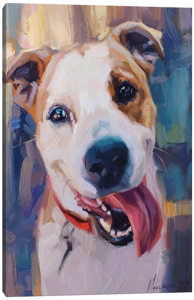 Staffordshire Terrier Portrait Canvas Art Print - Pit Bull Art
