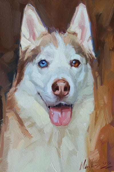 Husky Portrait by Alex Movchun metal wall art