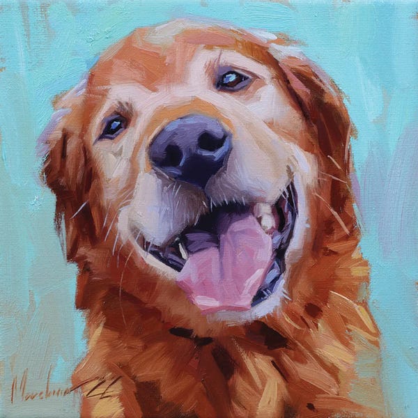 Labrador Retrievers: Golden Labrador Smiling, by Alex Movchun