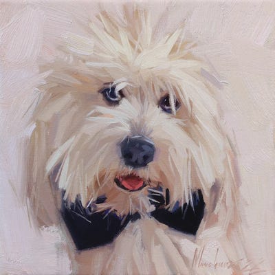 White Small Dog Portrait by Alex Movchun canvas print