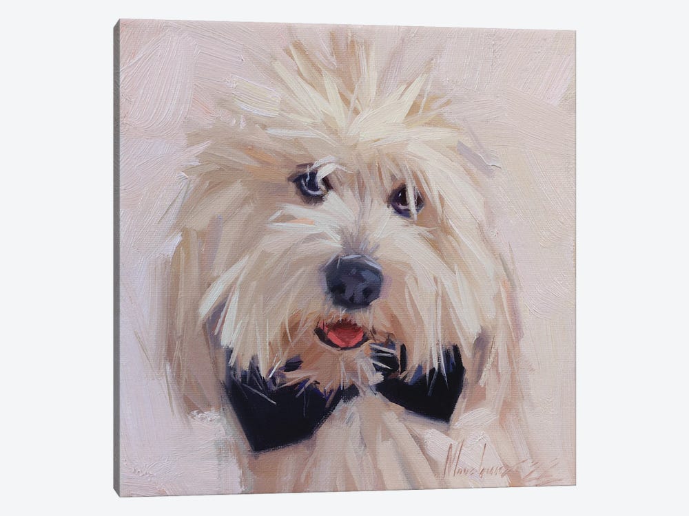 White Small Dog Portrait by Alex Movchun 1-piece Canvas Artwork