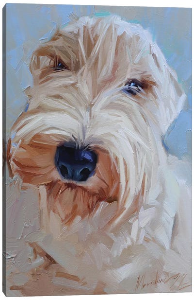 White Dog Portrait Canvas Art Print - Alex Movchun
