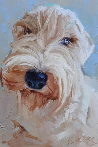 Alex Movchun: White Dog Portrait by Alex Movchun
