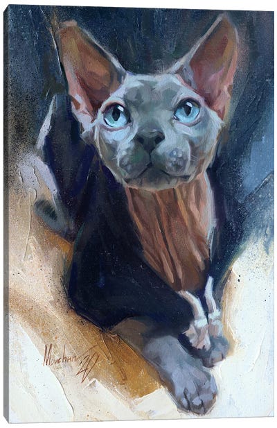 Simon The Sphinx Canvas Art Print - Hairless Cat Art