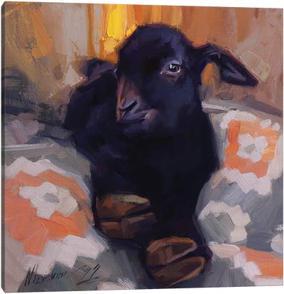 Small Goat Painying Canvas Art Print - Goat Art