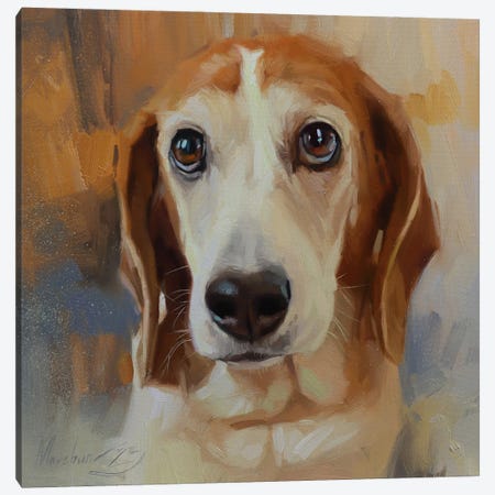 Portrait Of Beagle Canvas Print #AMV136} by Alex Movchun Canvas Art Print