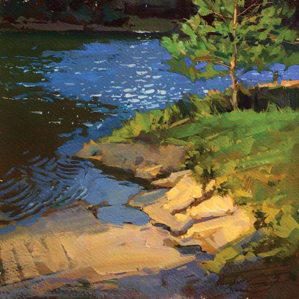 Alex Movchun: Lake In The Forest, Sunny Day by Alex Movchun