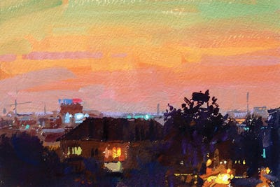 Evening Lights In The City by Alex Movchun framed wall art