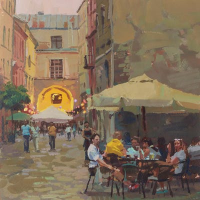 Cafe In The Old Town by Alex Movchun canvas print