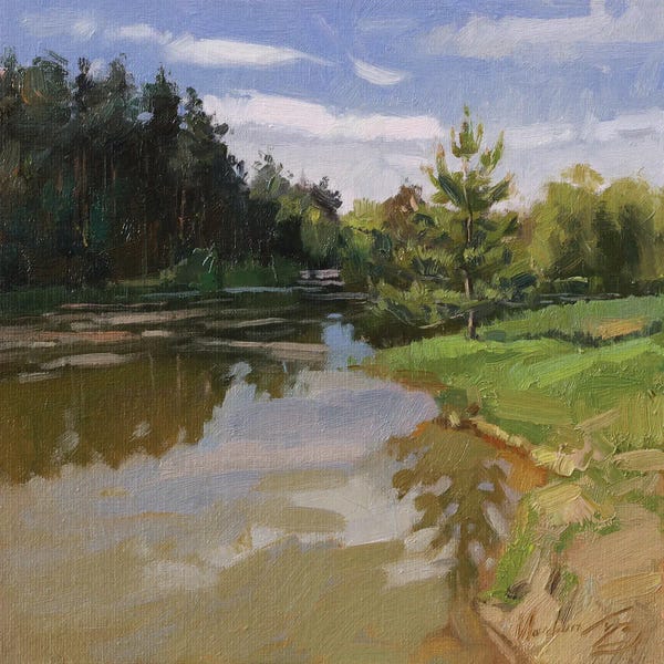 Alex Movchun: Forest Lake, Summer Day by Alex Movchun