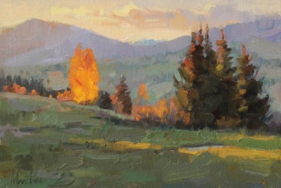 Golden Hour Sunset In The Mountains by Alex Movchun multi panel art
