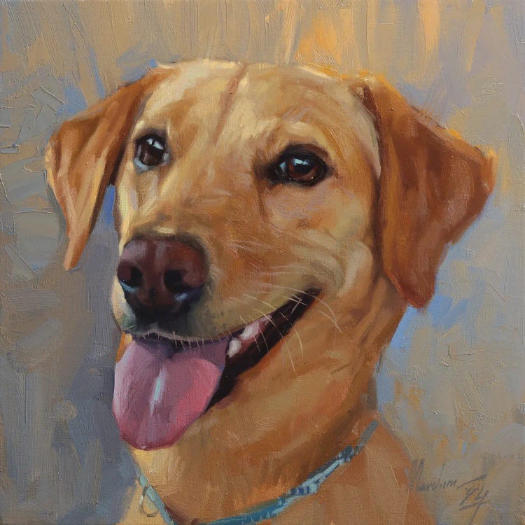 Golden Labrador Retriever Portrait In Oil by Alex Movchun canvas print