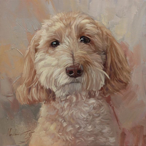 Labradoodle Dog Portrait Oil Painting