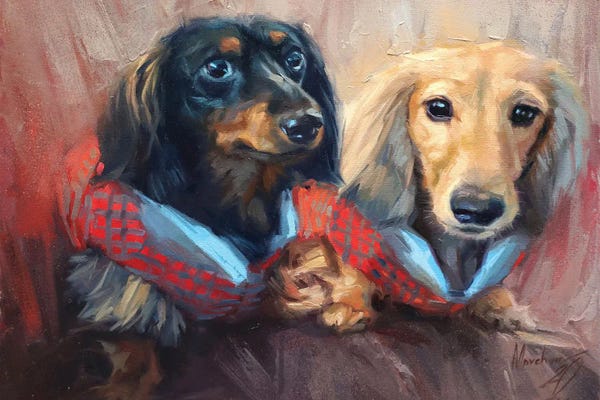 Alex Movchun: Two Dachshunds by Alex Movchun