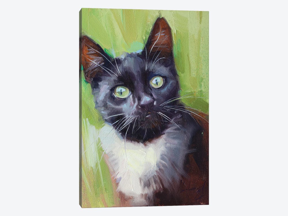 Black Cat With White Neck by Alex Movchun 1-piece Canvas Artwork