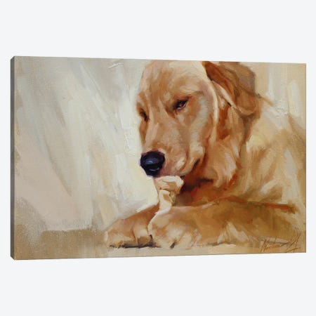 Yellow Labrador With Toy Canvas Print #AMV46} by Alex Movchun Art Print
