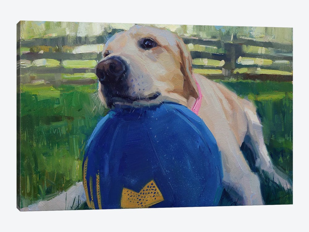 Labrador And Favorite Ball by Alex Movchun 1-piece Canvas Art Print