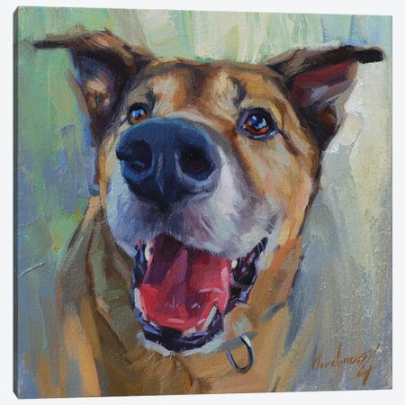 Happy Dog Canvas Print #AMV52} by Alex Movchun Canvas Print